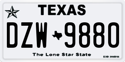 TX license plate DZW9880