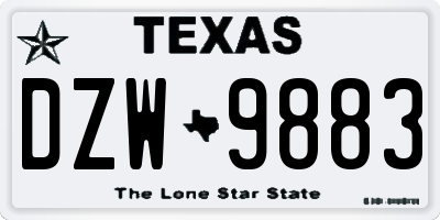 TX license plate DZW9883