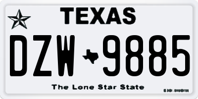 TX license plate DZW9885