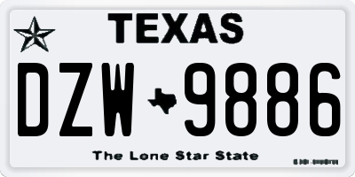 TX license plate DZW9886