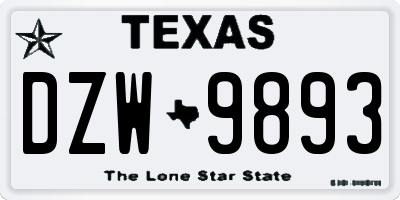 TX license plate DZW9893