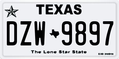 TX license plate DZW9897