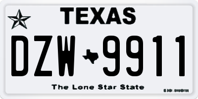 TX license plate DZW9911