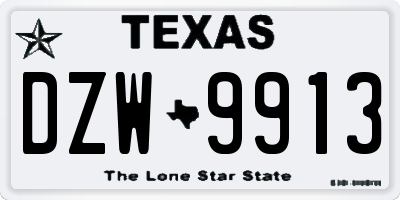 TX license plate DZW9913