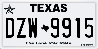 TX license plate DZW9915
