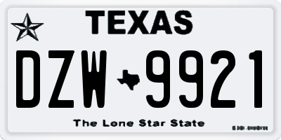 TX license plate DZW9921