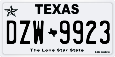 TX license plate DZW9923