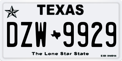 TX license plate DZW9929