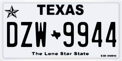 TX license plate DZW9944