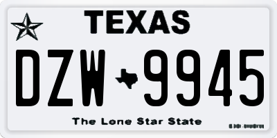TX license plate DZW9945