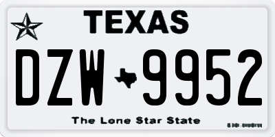 TX license plate DZW9952