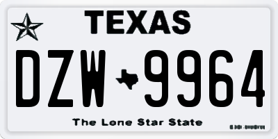 TX license plate DZW9964