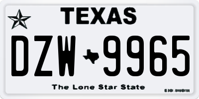 TX license plate DZW9965