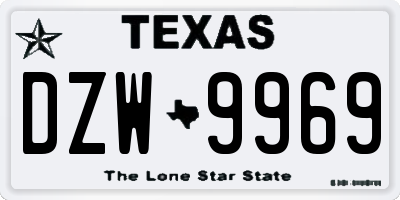 TX license plate DZW9969