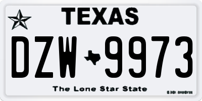 TX license plate DZW9973