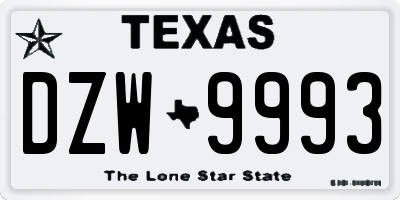 TX license plate DZW9993