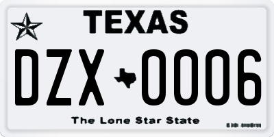 TX license plate DZX0006