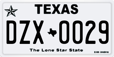 TX license plate DZX0029