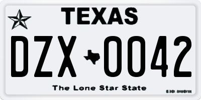 TX license plate DZX0042