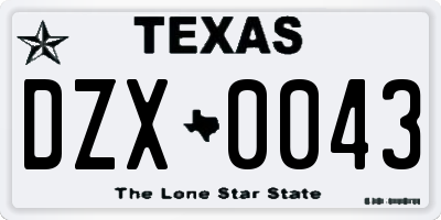 TX license plate DZX0043