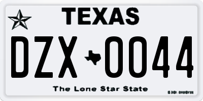 TX license plate DZX0044