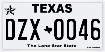 TX license plate DZX0046
