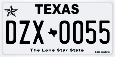 TX license plate DZX0055