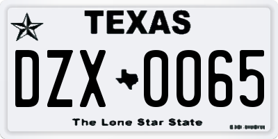 TX license plate DZX0065