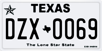 TX license plate DZX0069