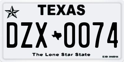 TX license plate DZX0074
