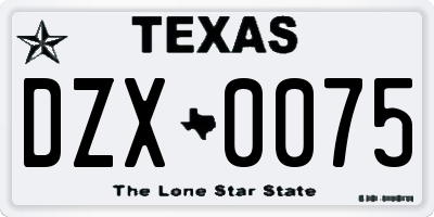 TX license plate DZX0075