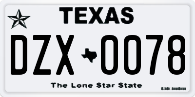 TX license plate DZX0078