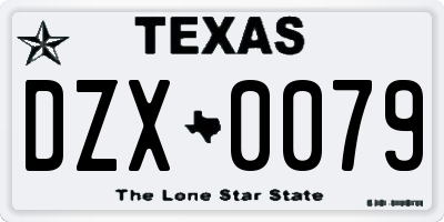 TX license plate DZX0079