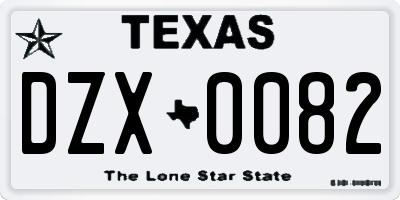 TX license plate DZX0082