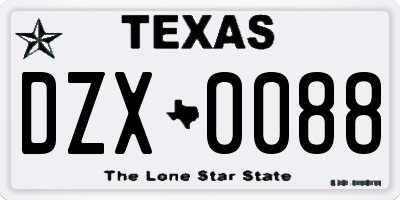 TX license plate DZX0088
