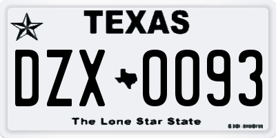 TX license plate DZX0093