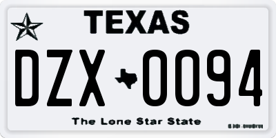TX license plate DZX0094