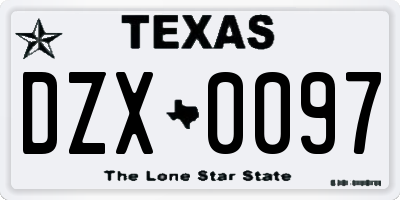 TX license plate DZX0097