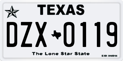 TX license plate DZX0119