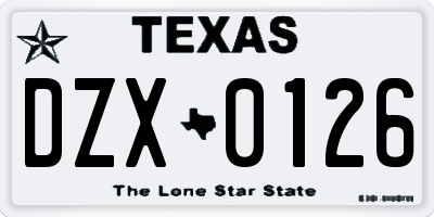 TX license plate DZX0126