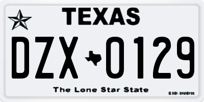 TX license plate DZX0129