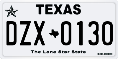TX license plate DZX0130
