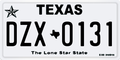TX license plate DZX0131