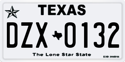TX license plate DZX0132