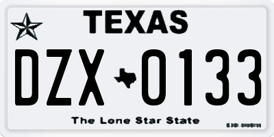 TX license plate DZX0133