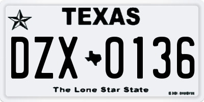 TX license plate DZX0136