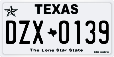 TX license plate DZX0139