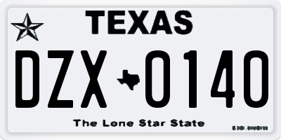 TX license plate DZX0140