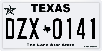 TX license plate DZX0141