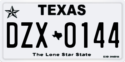 TX license plate DZX0144